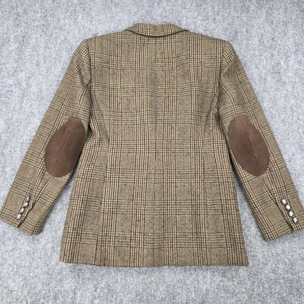 Lauren Ralph Lauren Blazer Womens 4P Brown Plaid Wool Alpaca Tweed Elbow Patch - Picture 5 of 16